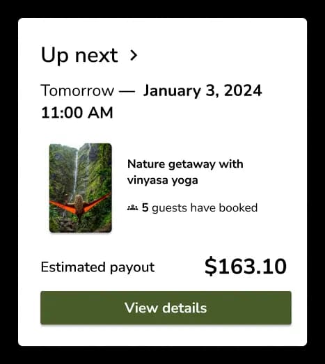 Example of available payout of $876.78 for host.