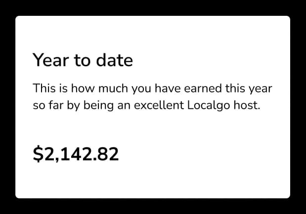 Example of year-to-date payout of $2,142.82 for host.